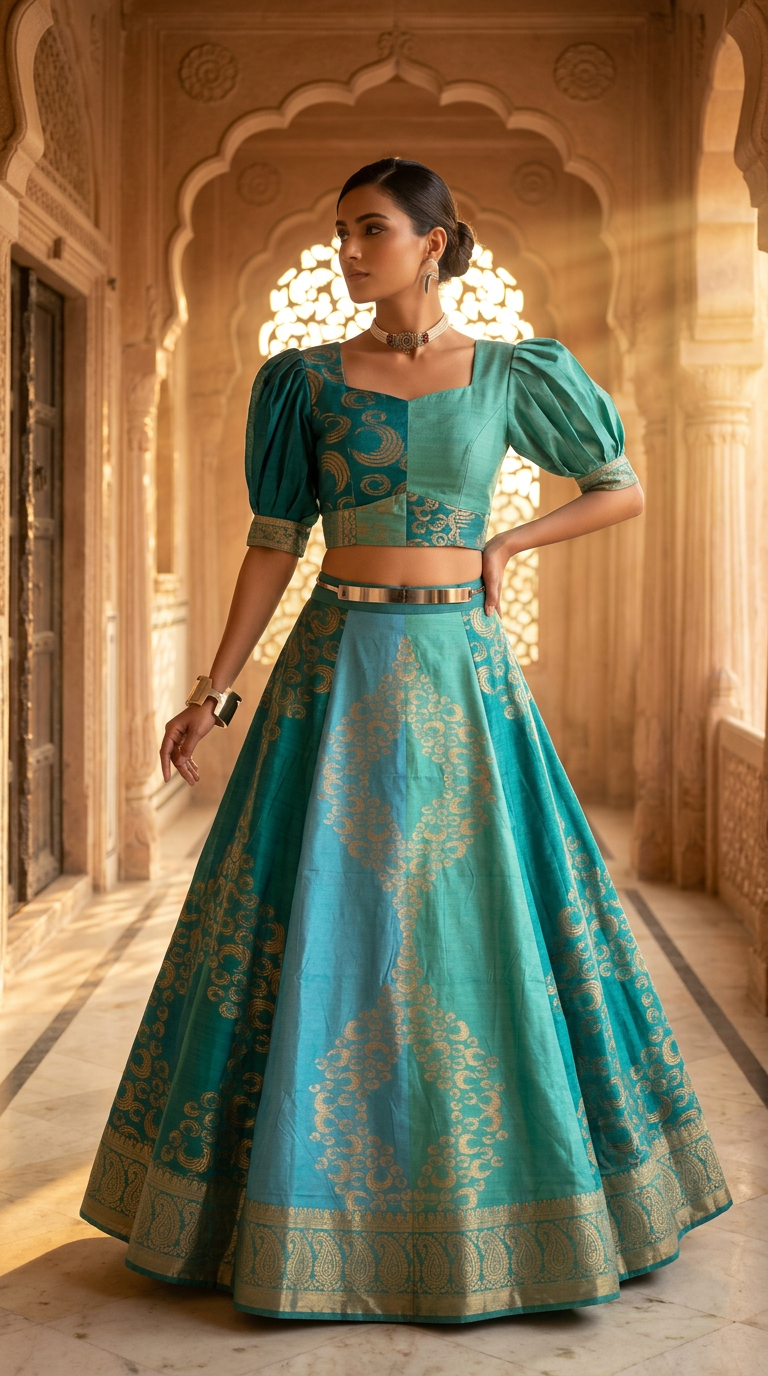 Customised Chanderi Anarkali set