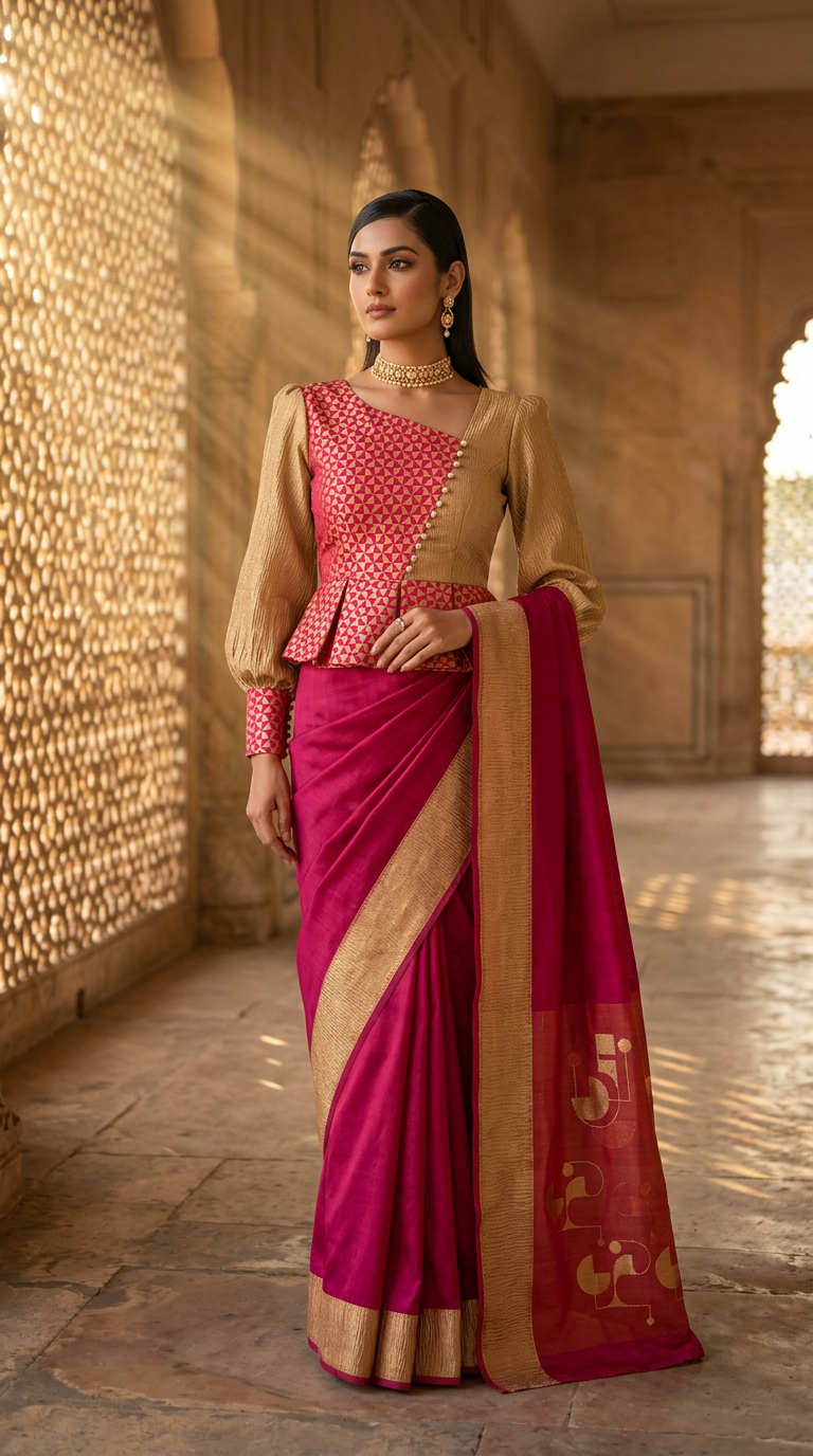 Customised Chanderi Anarkali set