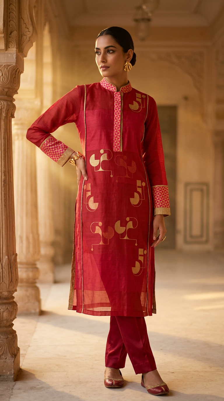 Customised Chanderi Anarkali set