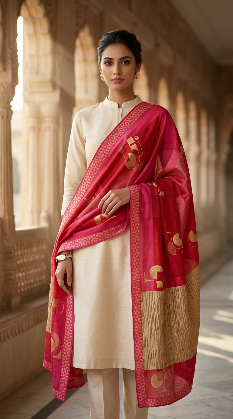 Customised Chanderi Anarkali set