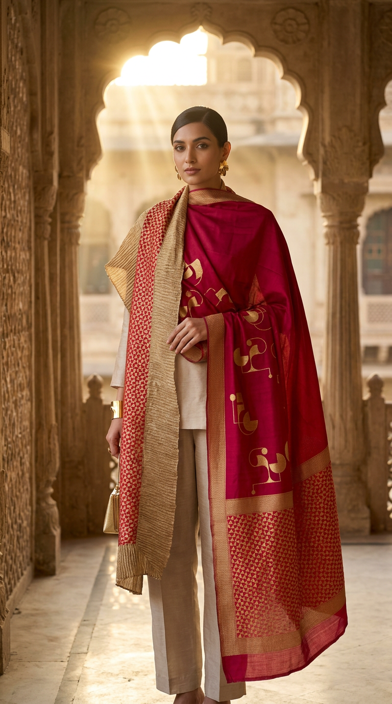 Customised Chanderi Anarkali set