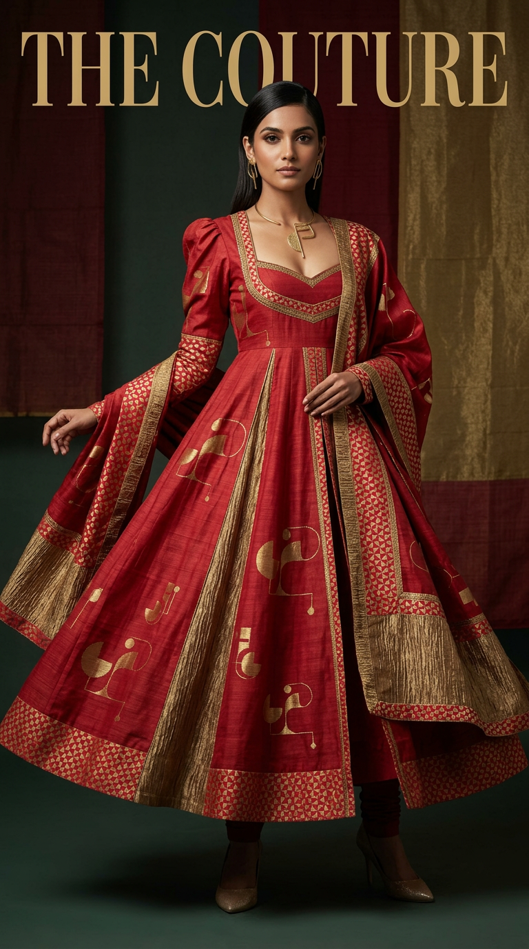 Customised Chanderi Anarkali set