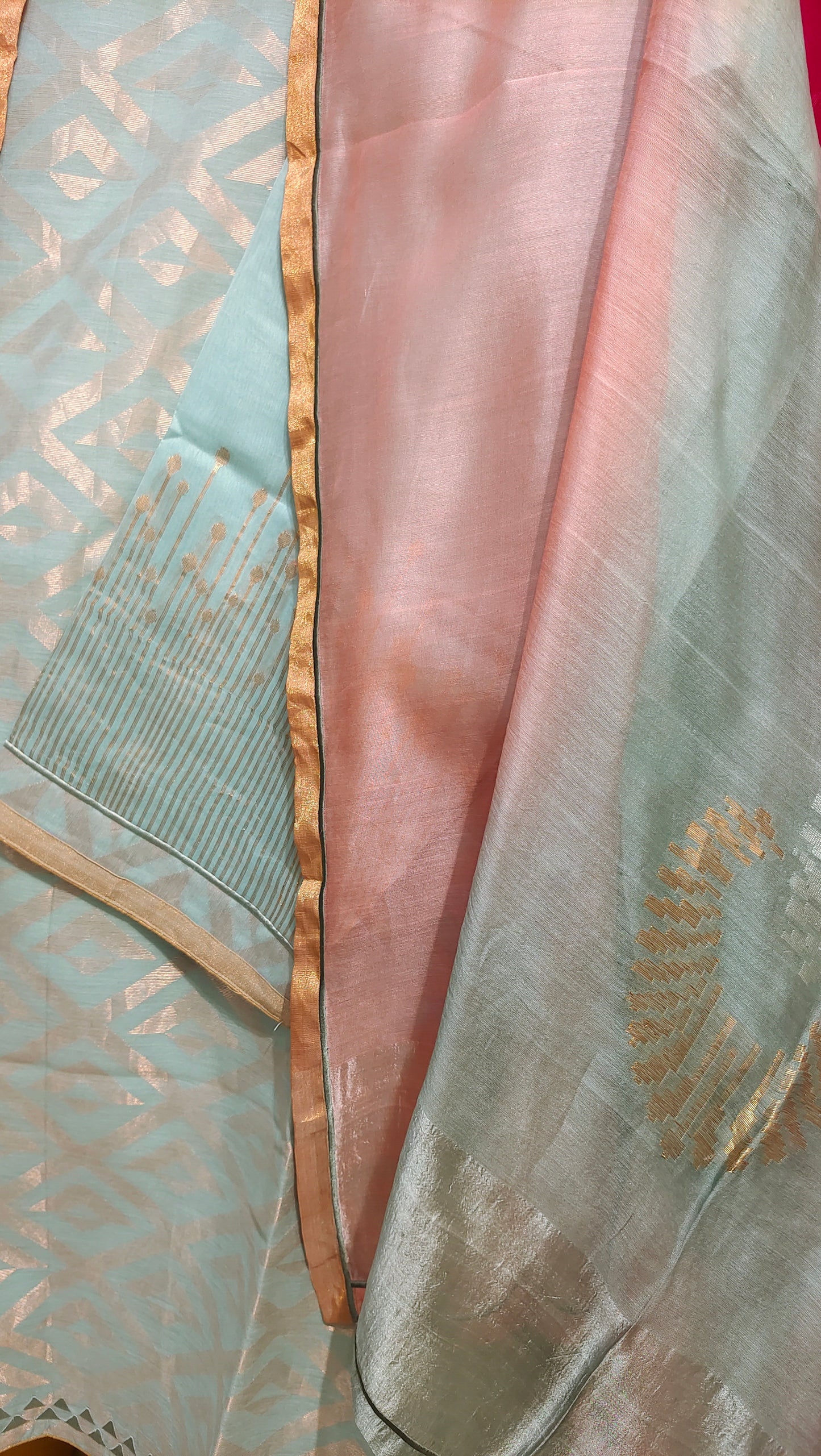 Semi Stitched Formal chanderi Suitset