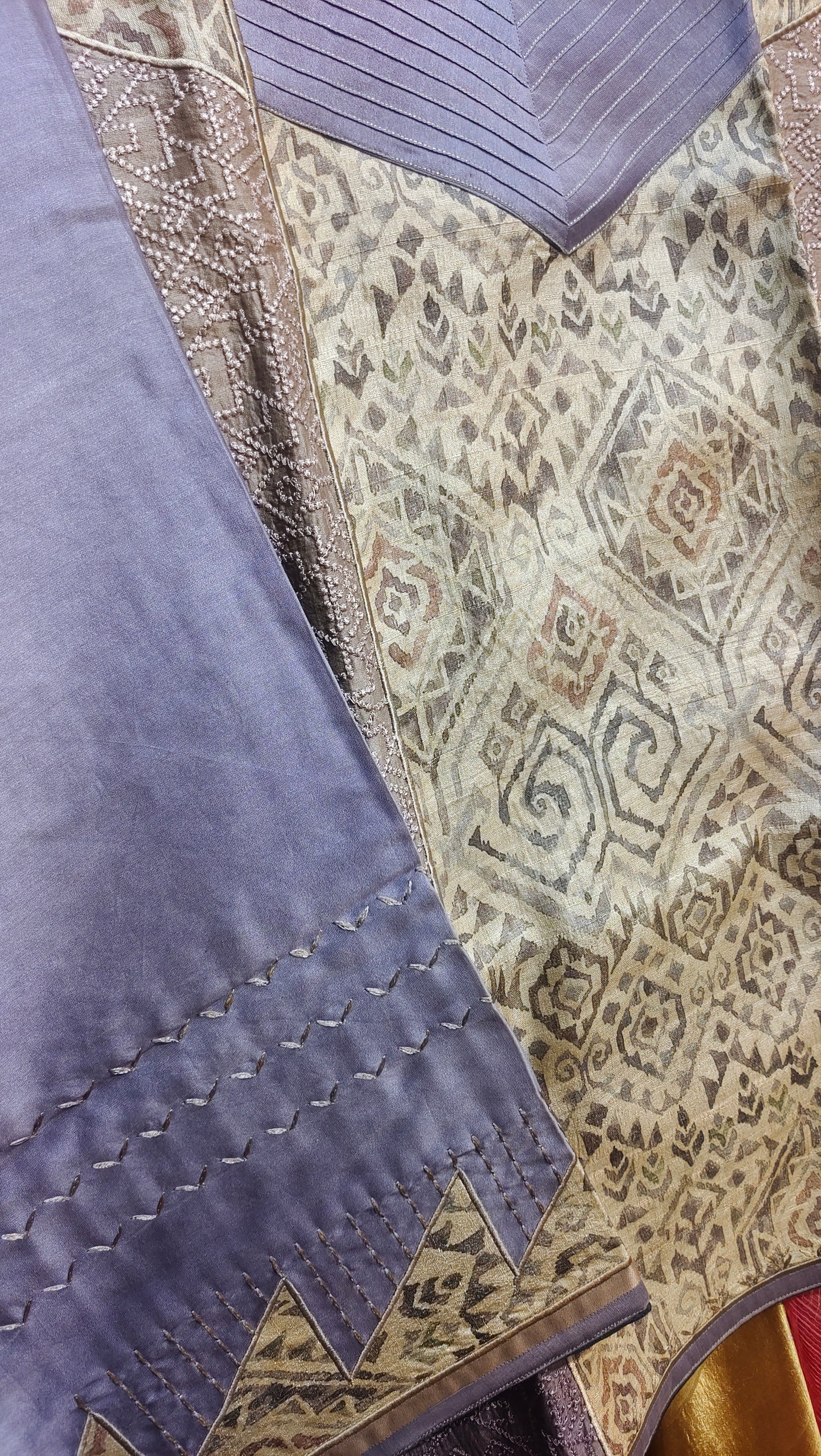 Semi Stitched Chanderi Ajrakh Short Tunic