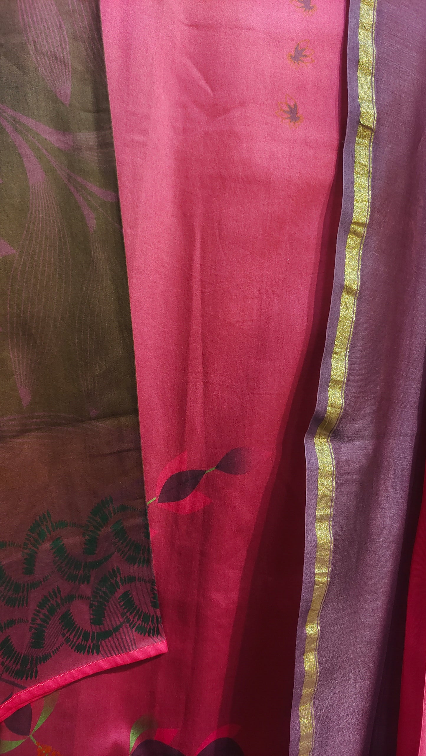 Semi Stitched Cotton Satin Casual Suitset