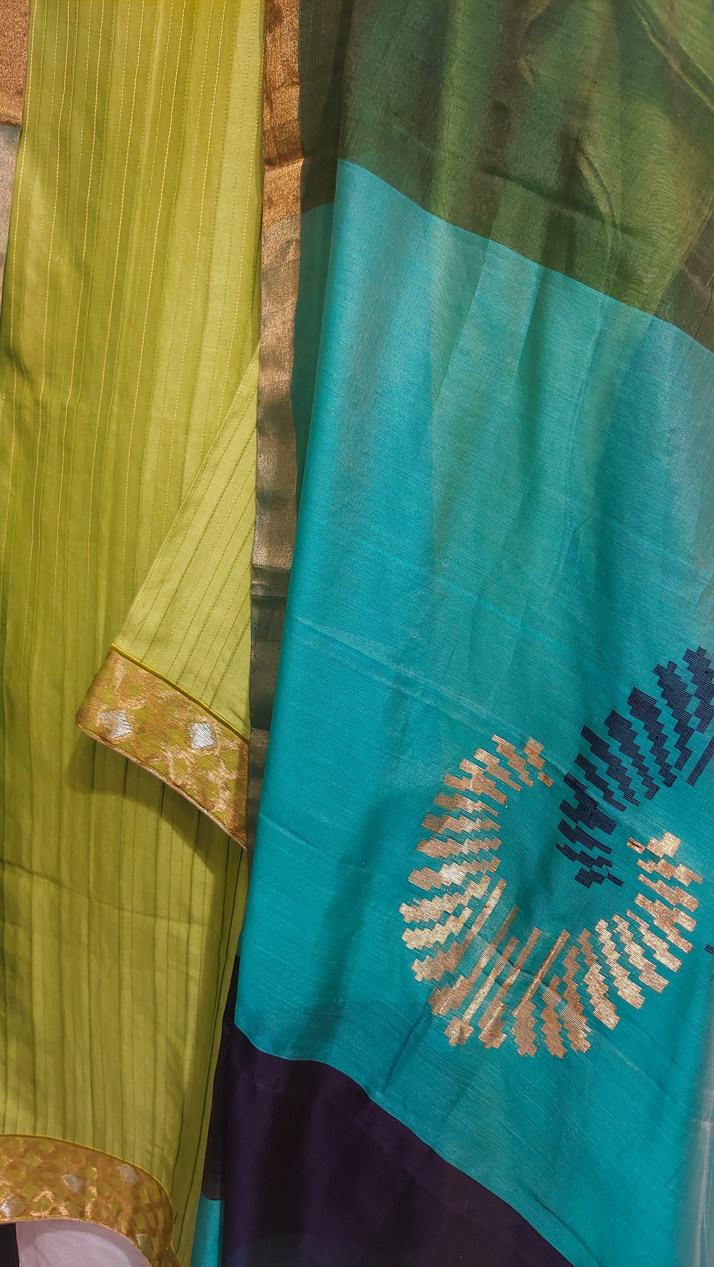 Semi Stitched Chanderi Formal Suitset