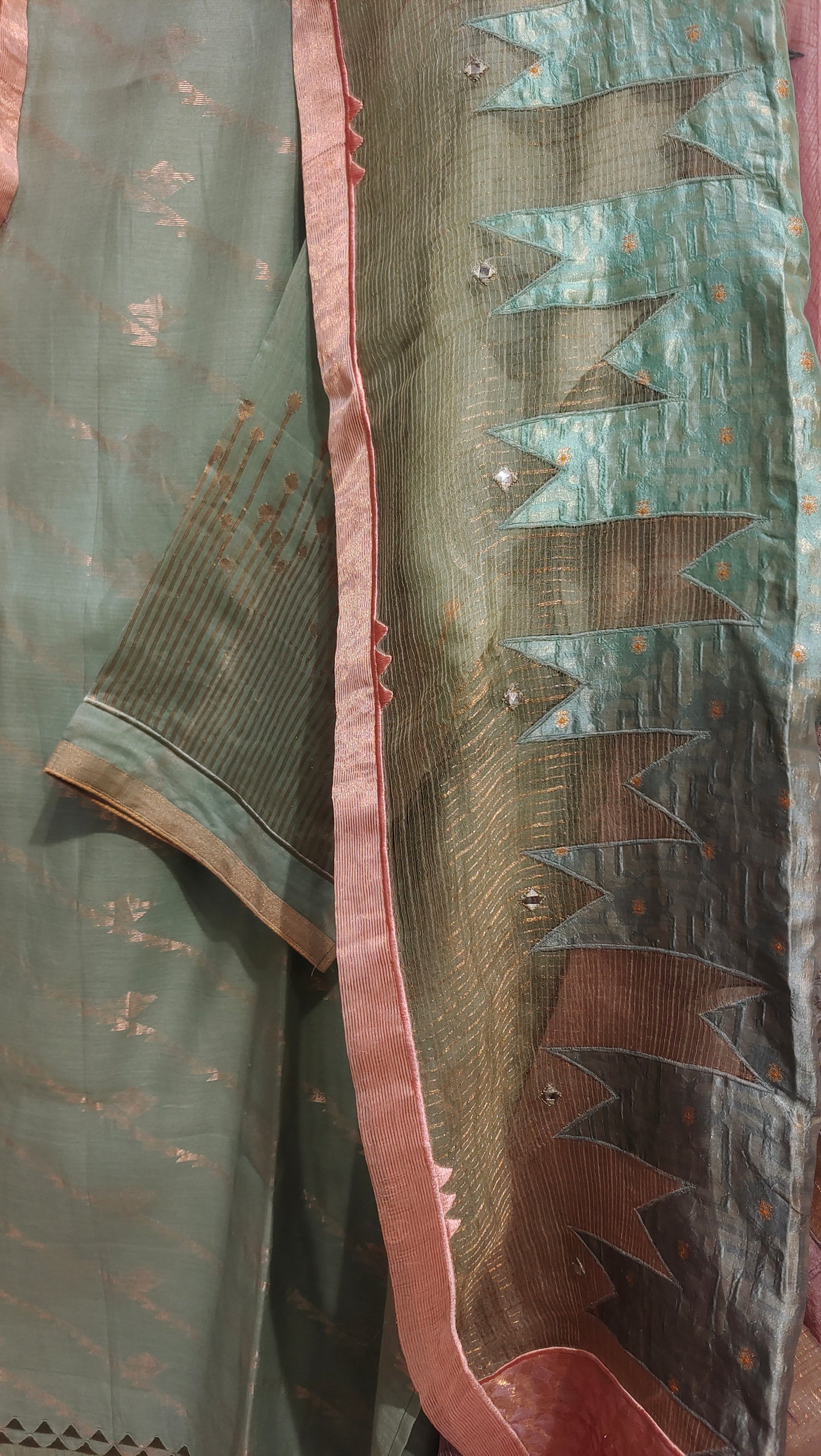 Semi Stitched Chanderi Formal Suitset