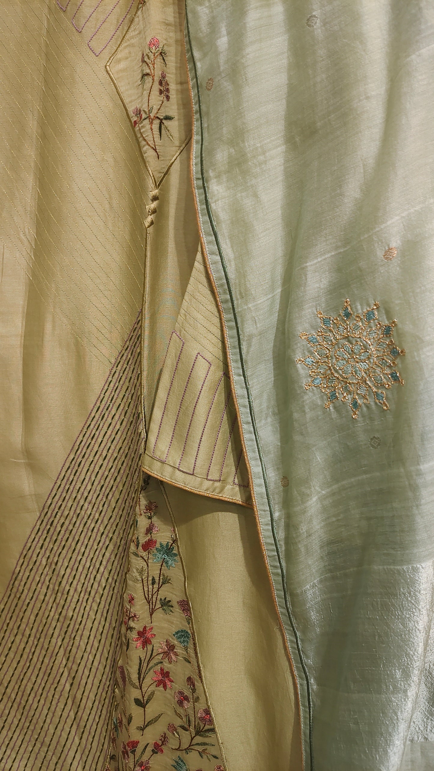 Semi Stitched Chanderi Formal Suitset