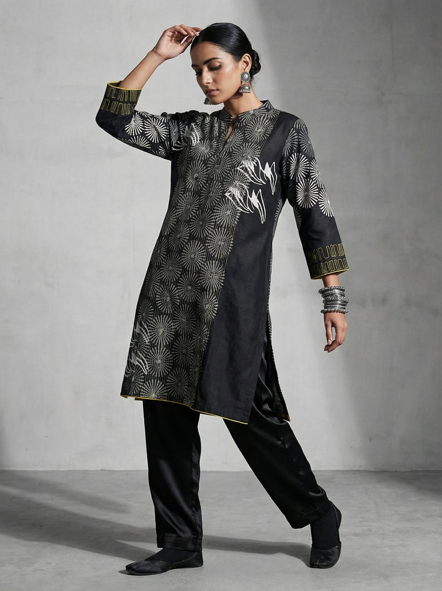 Stitched Chanderi Block Printed Tunic ready size 42