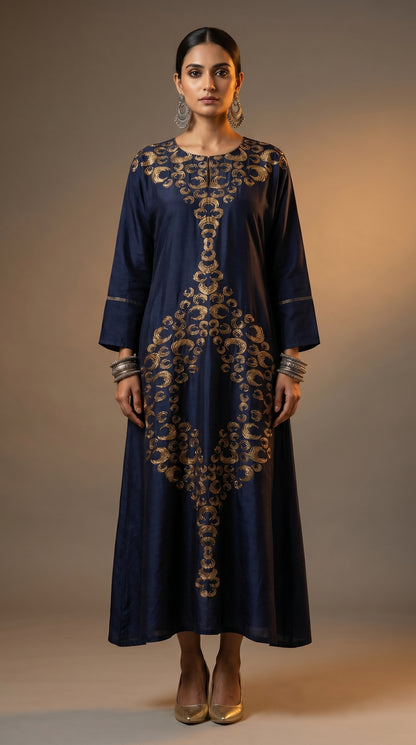 Indowestern chanderi formal dress- Ready size 42