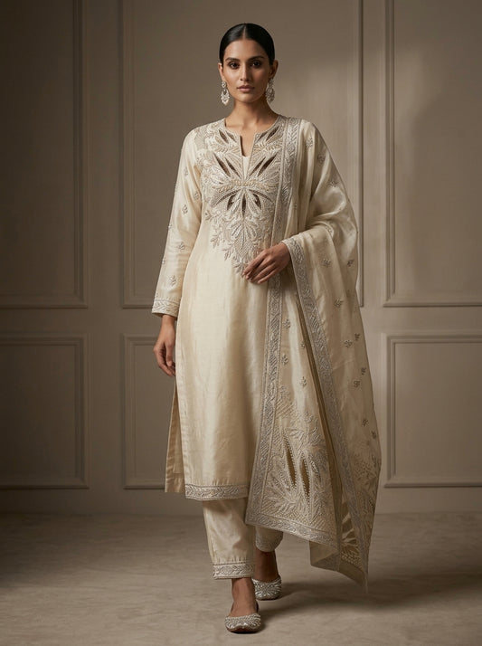 Customised Chanderi Embroidered set