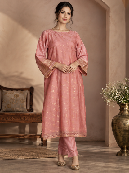 Semi Stitched Chanderi  Formal kurta