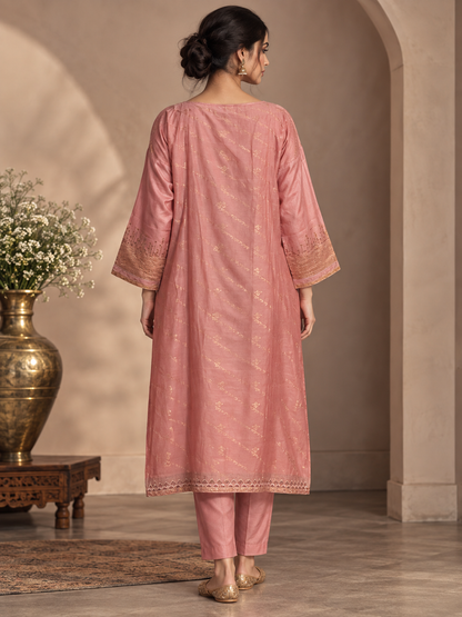 Semi Stitched Chanderi  Formal kurta