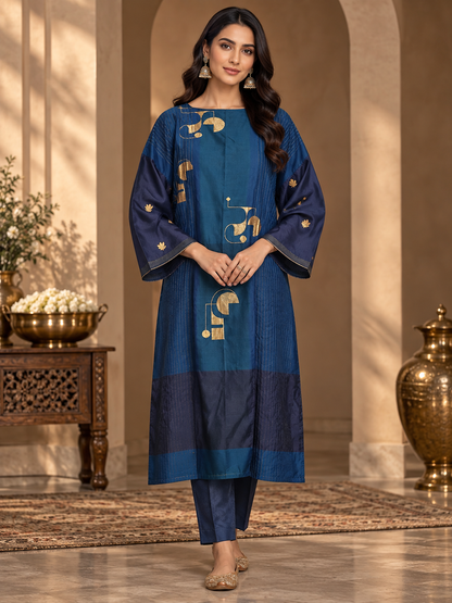 Semi Stitched Chanderi  Formal kurta