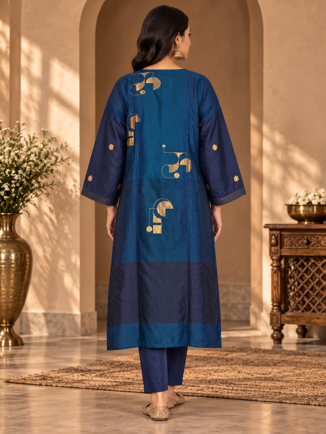 Semi Stitched Chanderi  Formal kurta