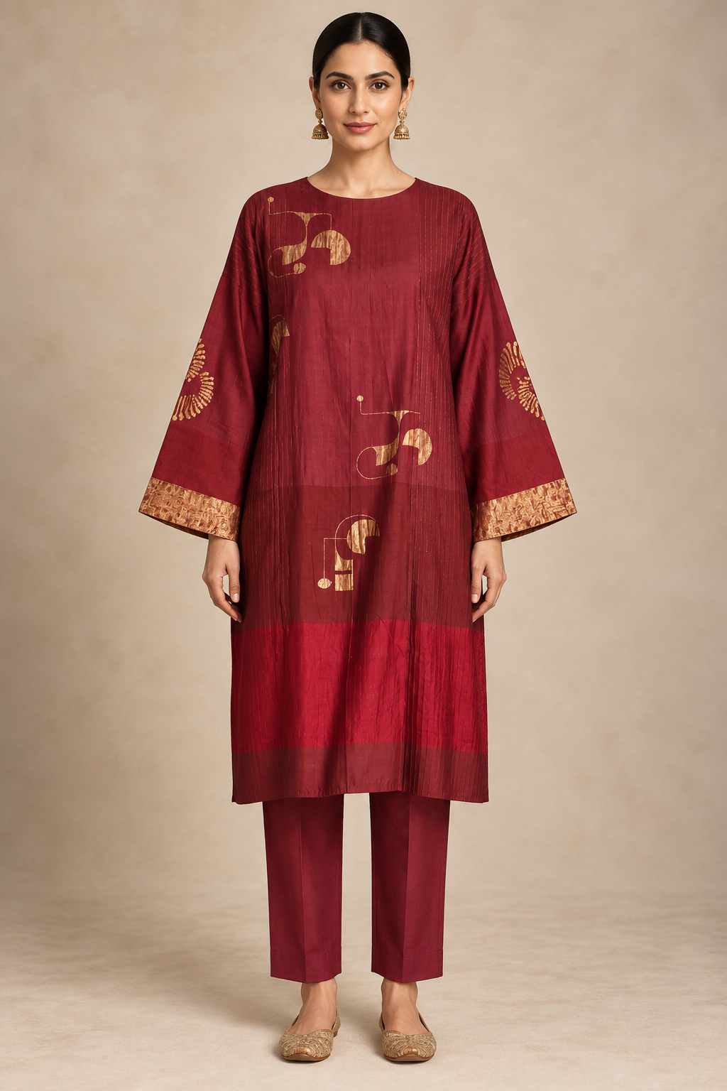 Semi Stitched Chanderi  Formal kurta