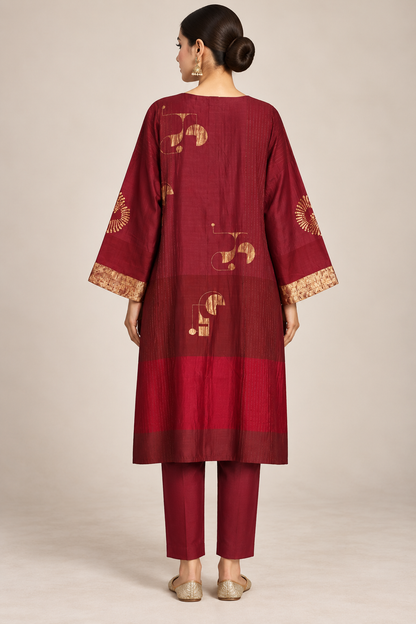 Semi Stitched Chanderi  Formal kurta