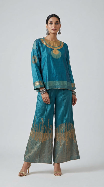 Indowestern chanderi formal coordset