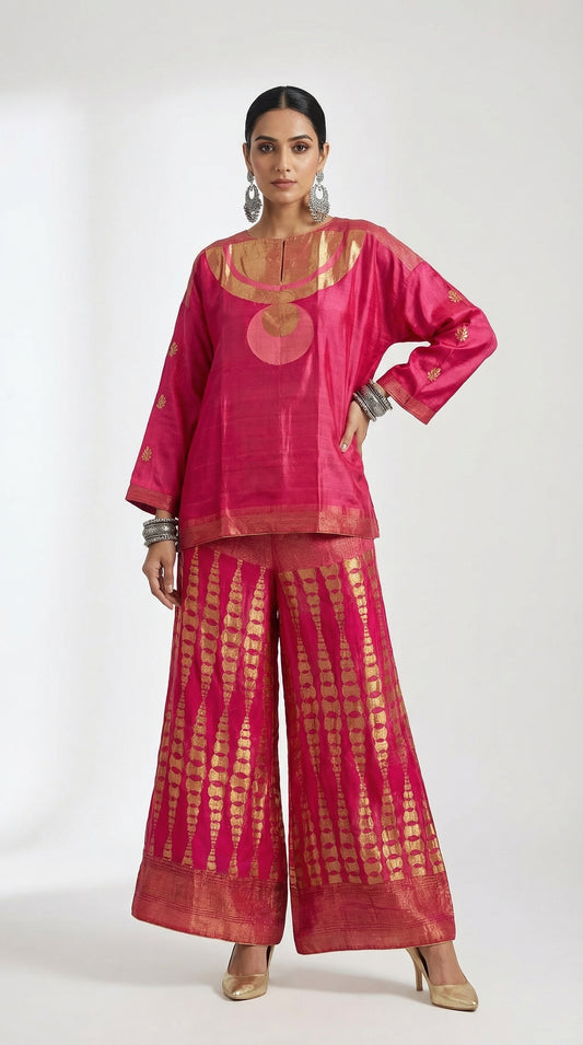 Indowestern chanderi formal coordset