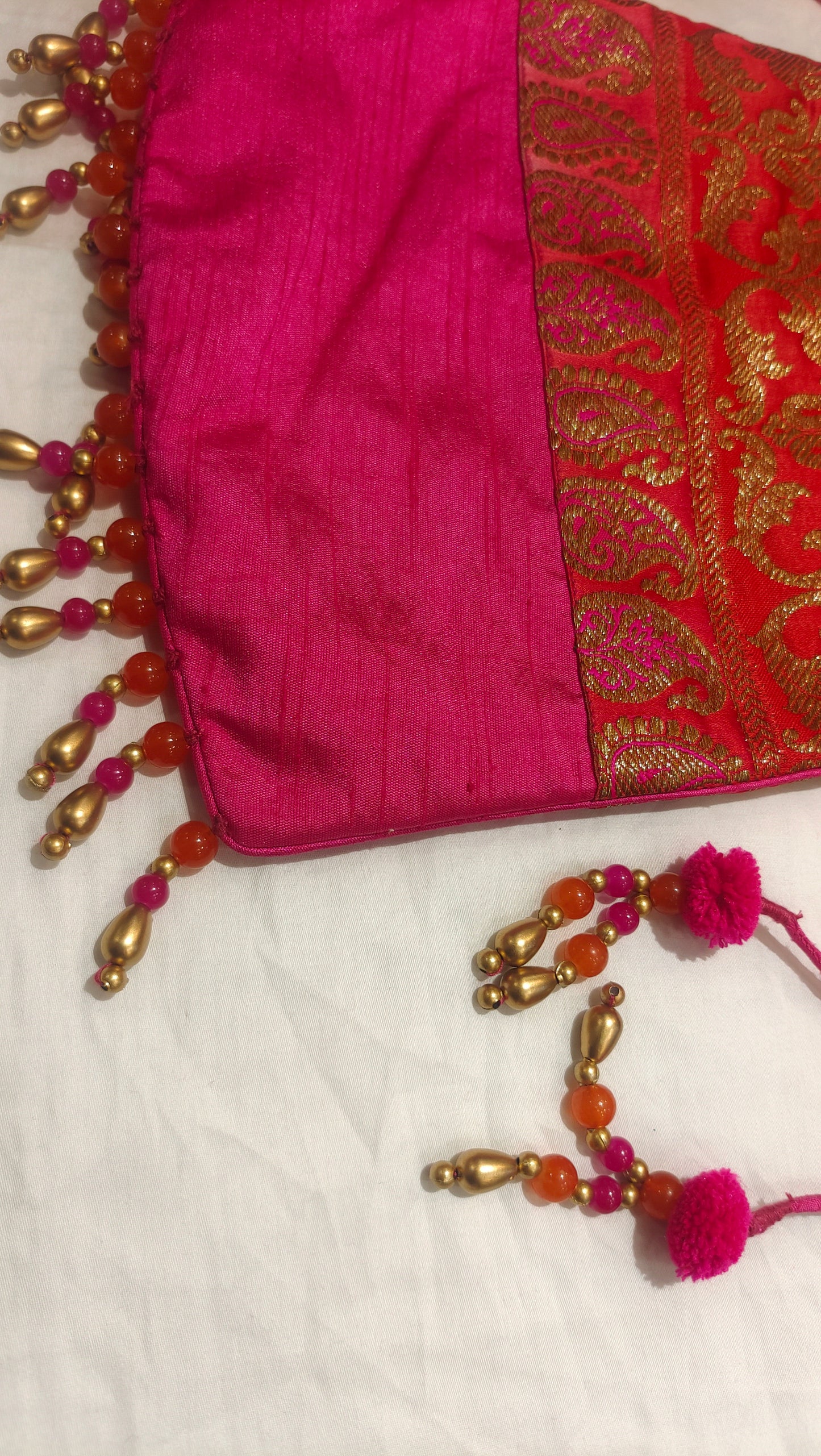 Rani Banarasi Potli Bag with Gold Zari