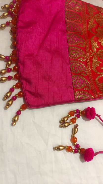 Rani Banarasi Potli Bag with Gold Zari