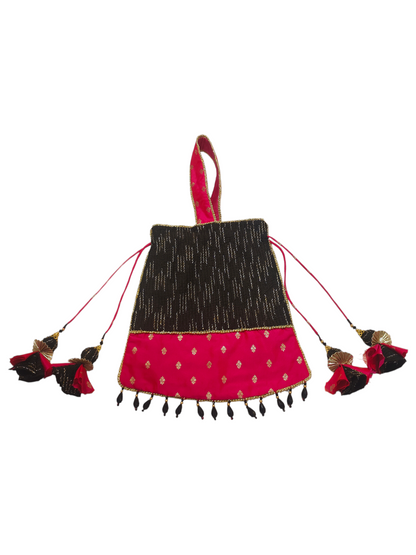 Noir & Ruby Chanderi Potli Bag