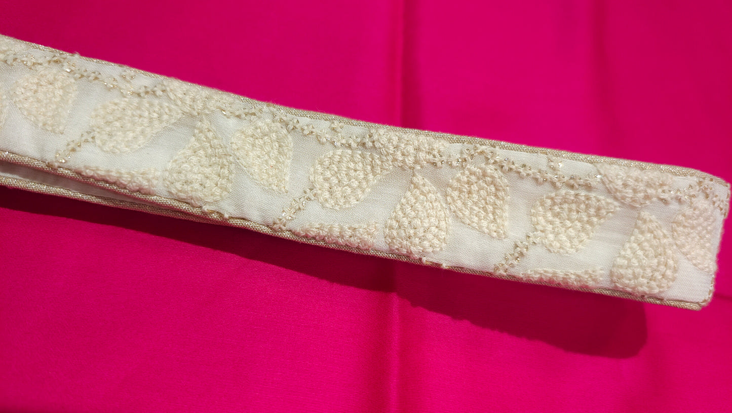 Eira Ivory Textured Bustier Potli with Brocade Floral Border