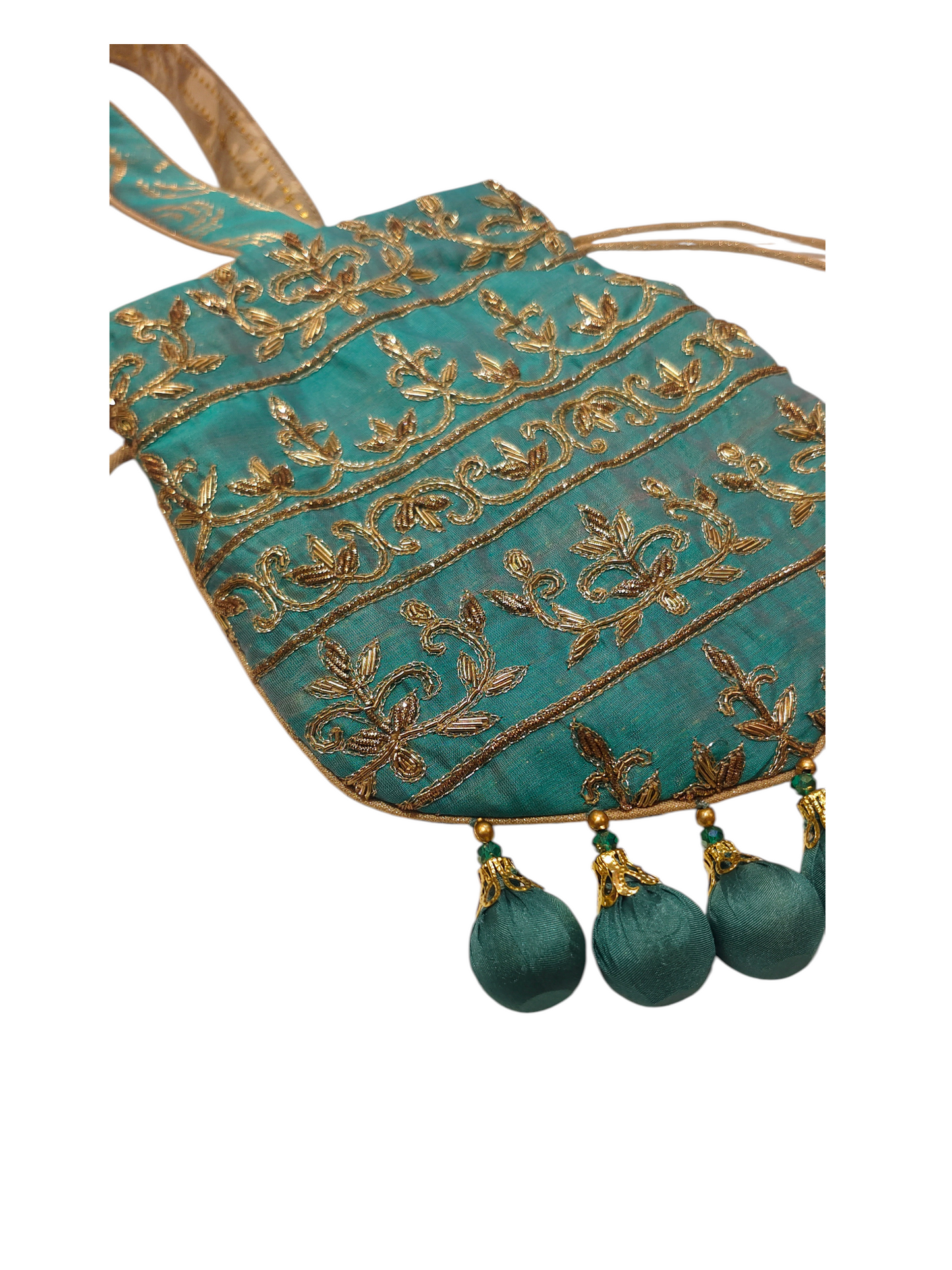 Meher Teal Aari Embroidered Potli
