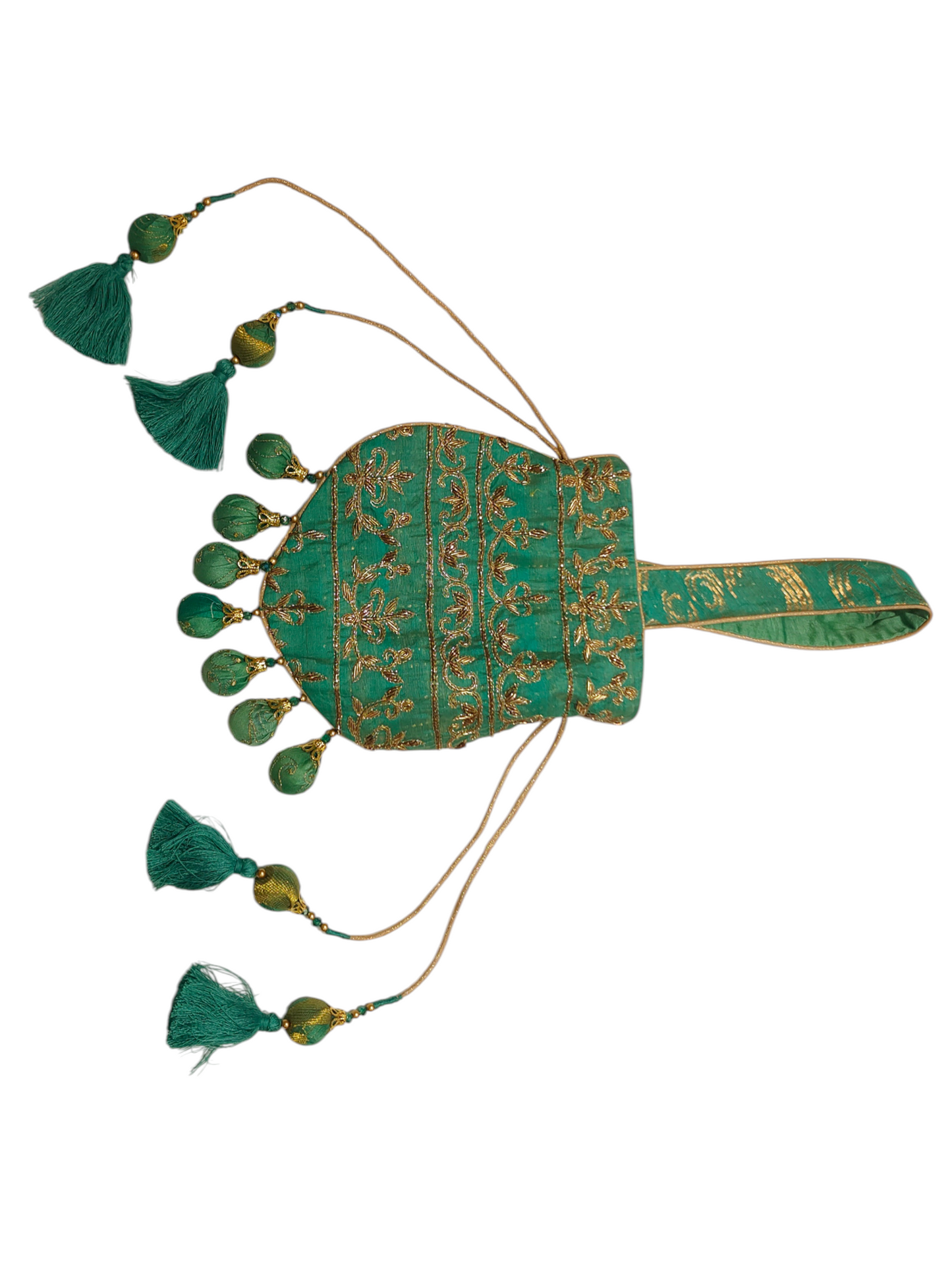 Ayaan Emerald Gold Embroidered Festive Potli