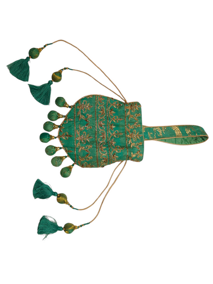 Ayaan Emerald Gold Embroidered Festive Potli