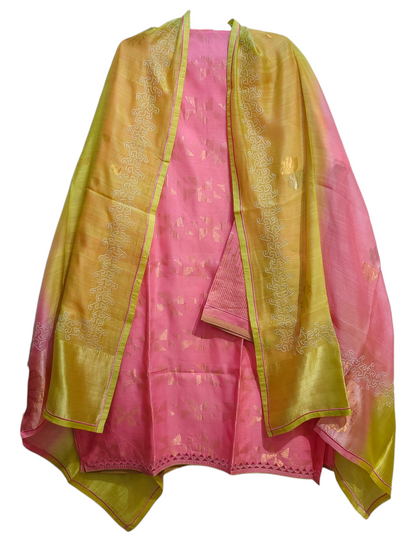 Semi Stitched Chanderi Formal Suitset