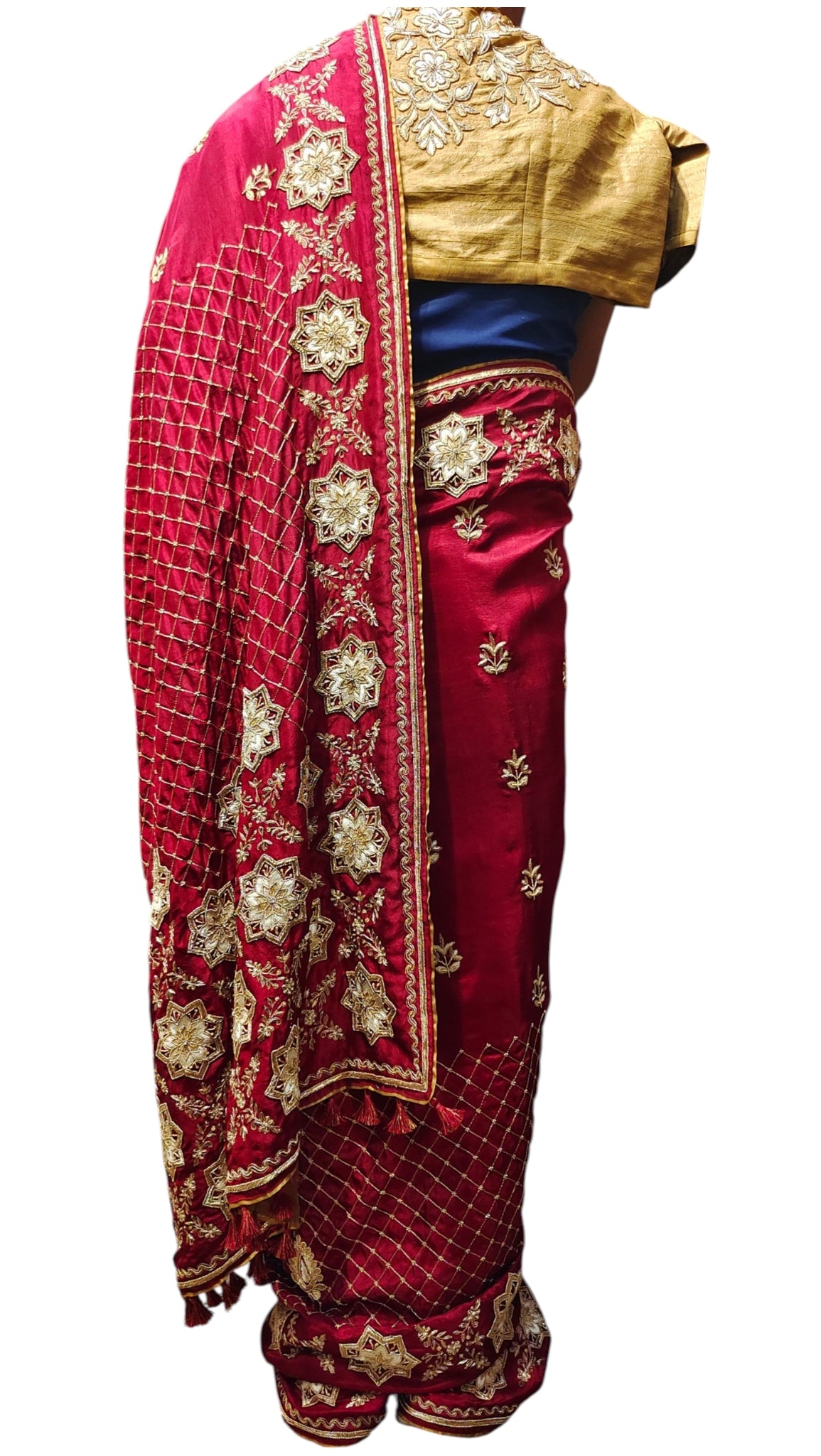 Formal Silk Paisley Zardozi saree