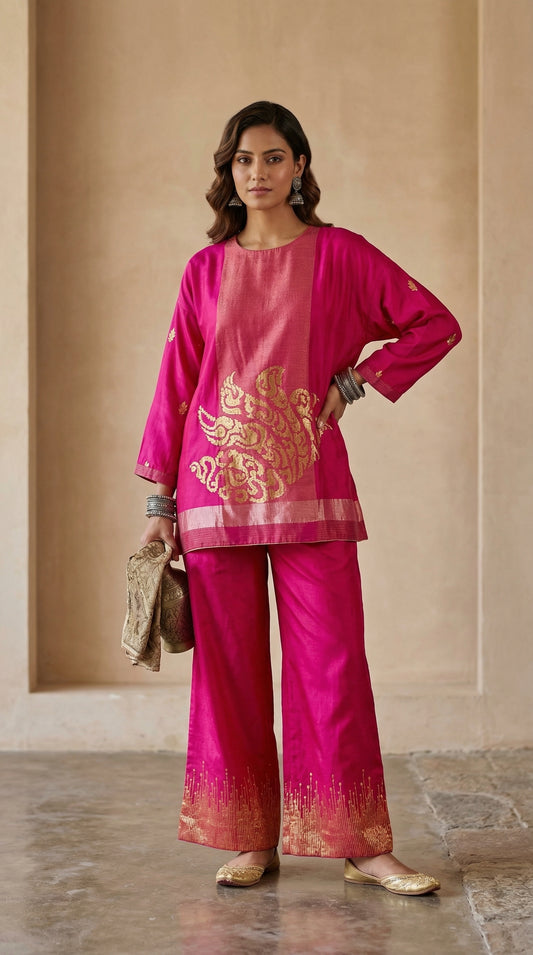 Indowestern chanderi formal coordset