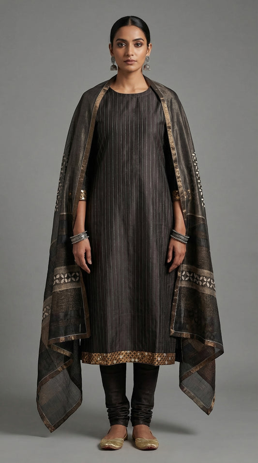 Semi Stitched Formal chanderi Suitset