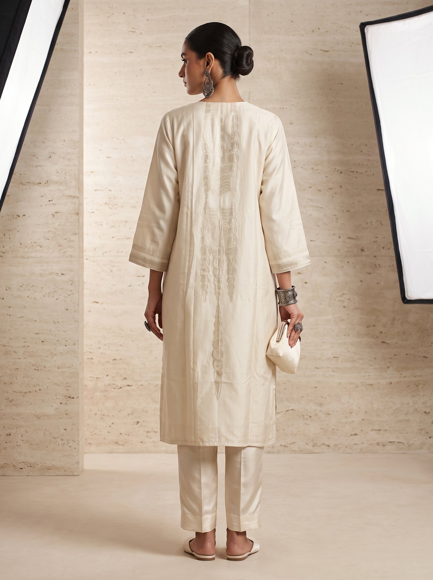 Semi Stitched Chanderi  Formal kurta