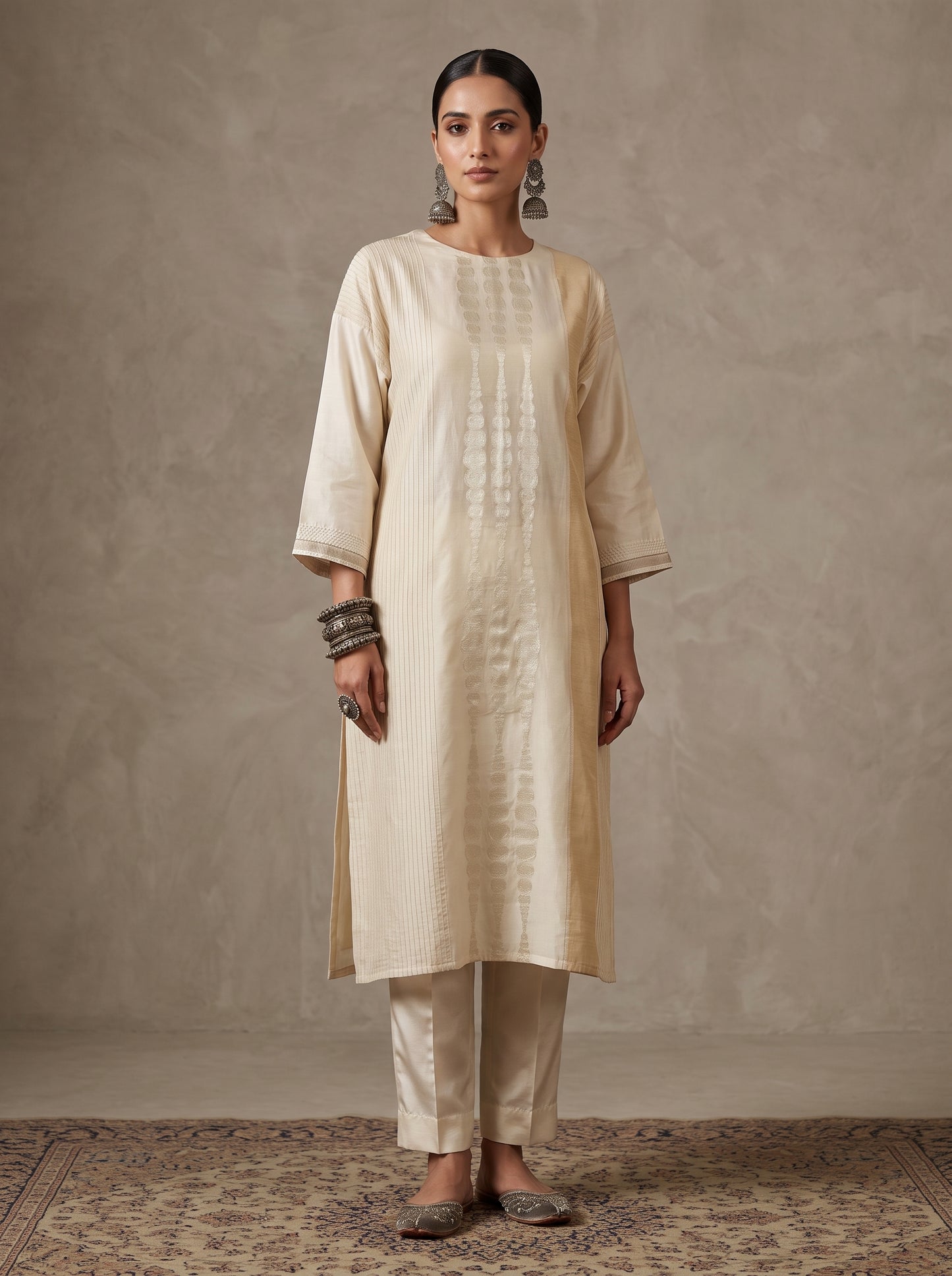 Semi Stitched Chanderi  Formal kurta