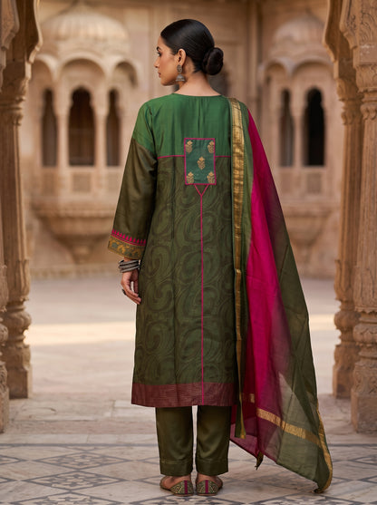 Semi Stitched Chanderi Formal Suitset