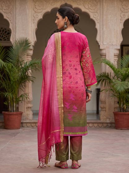 Semi Stitched Cotton Satin Casual Suitset