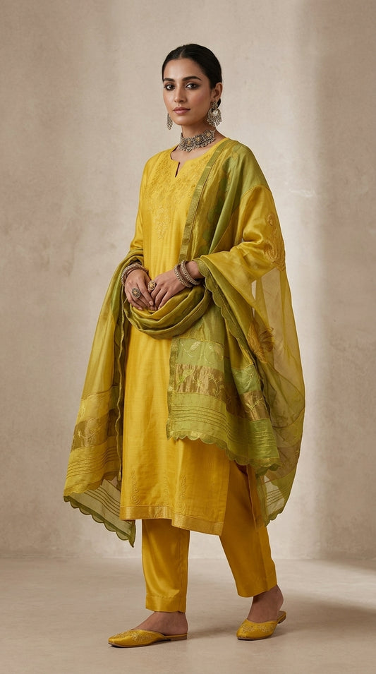 Semi Stitched Formal chanderi Suitset