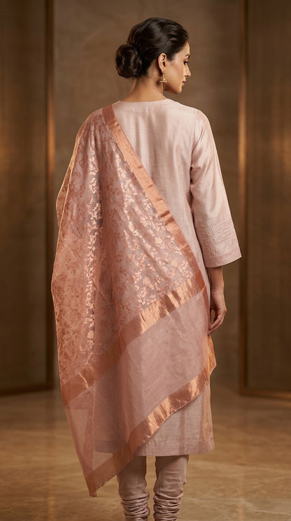 Semi Stitched Formal chanderi Suitset
