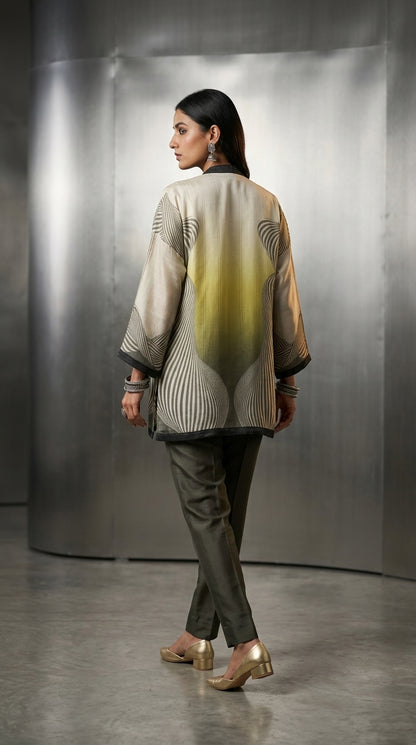 Semistitched Slik Linen Kota Digital Printed Short Tunic