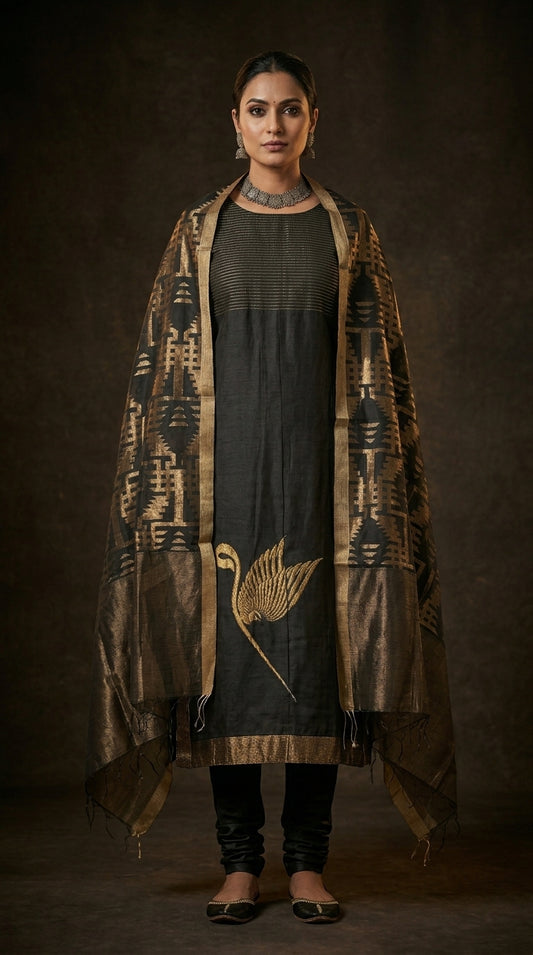 Semi Stitched Formal chanderi Suitset