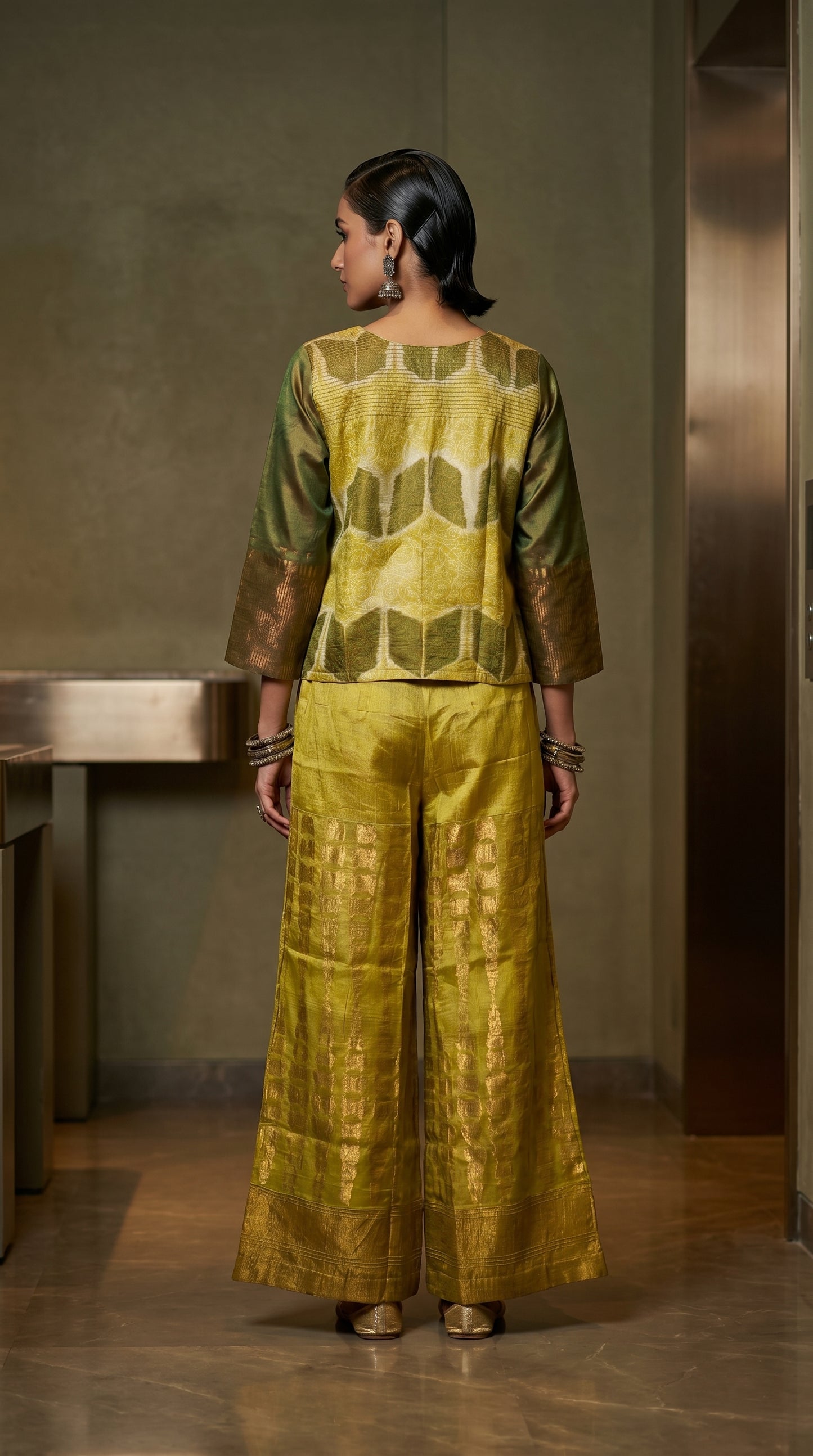 Formal chanderi Embroidered Indowestern set
