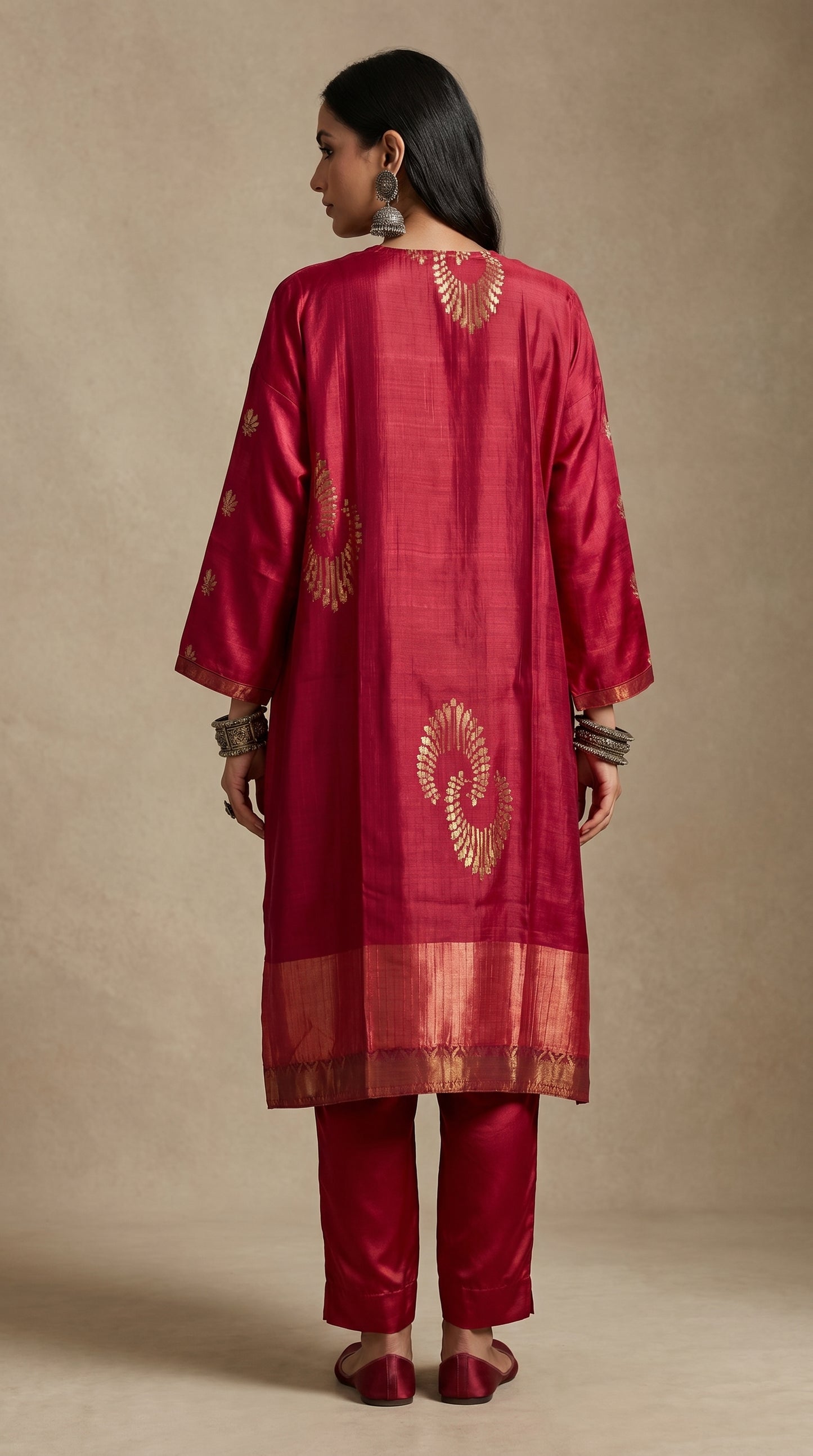 Semi Stitched Formal Chanderi Kurta