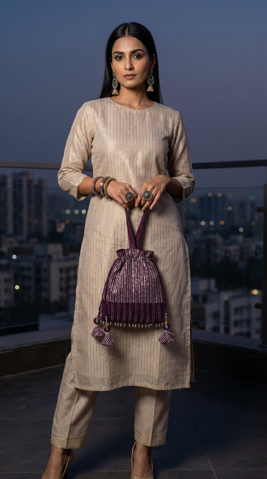 Ayaan Emerald Gold Embroidered Festive Potli