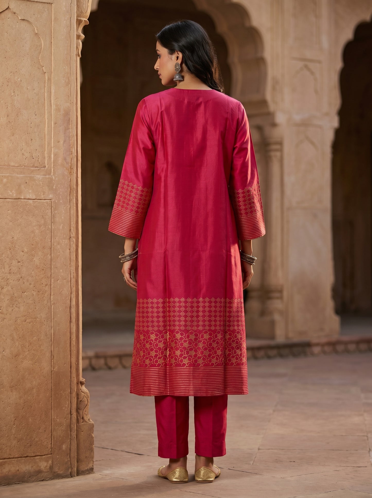 Semi Stitched Chanderi Casual kurta