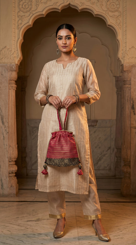 Ayaan Emerald Gold Embroidered Festive Potli