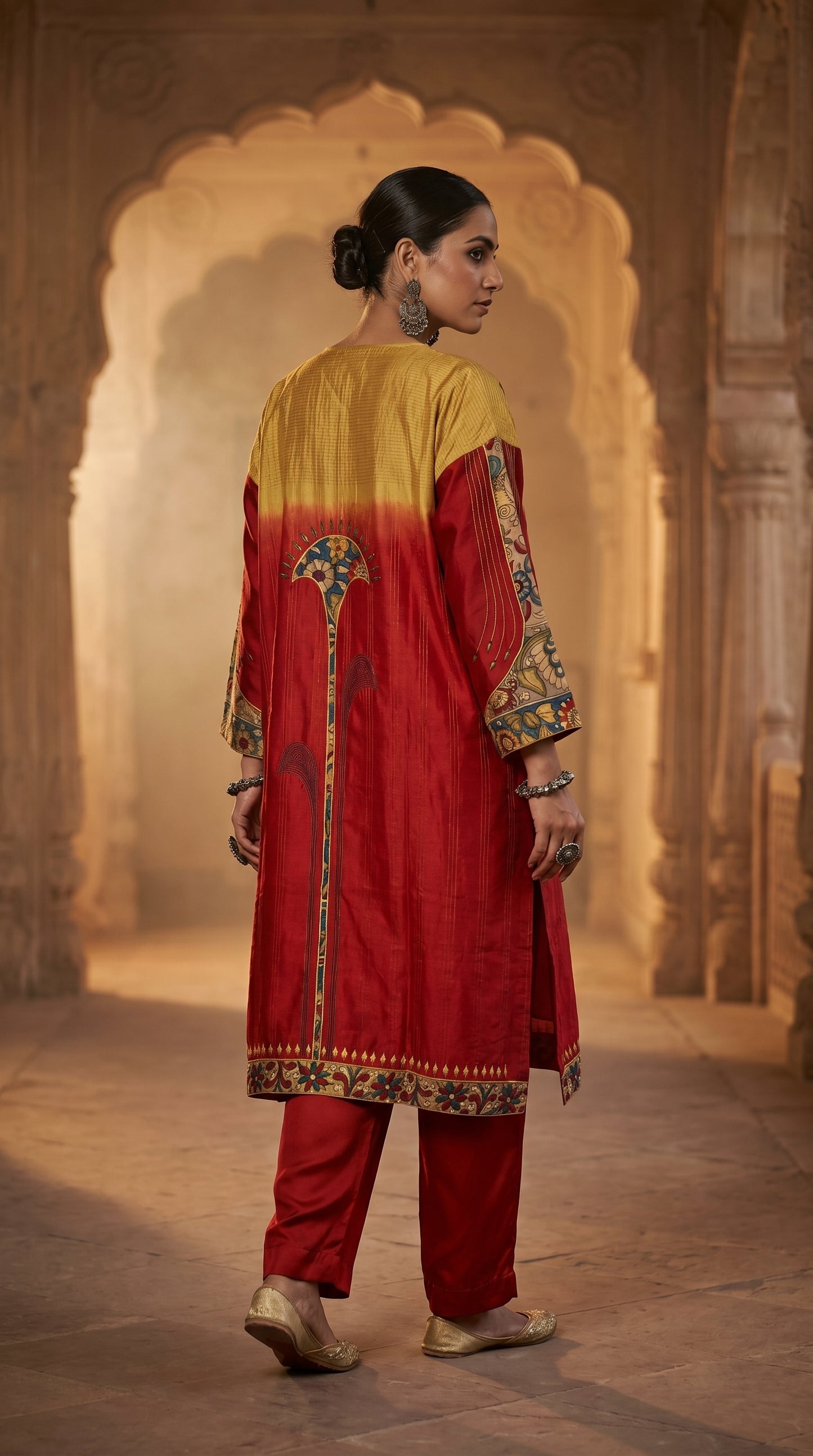 Semi Stitched Chanderi Formal kurta