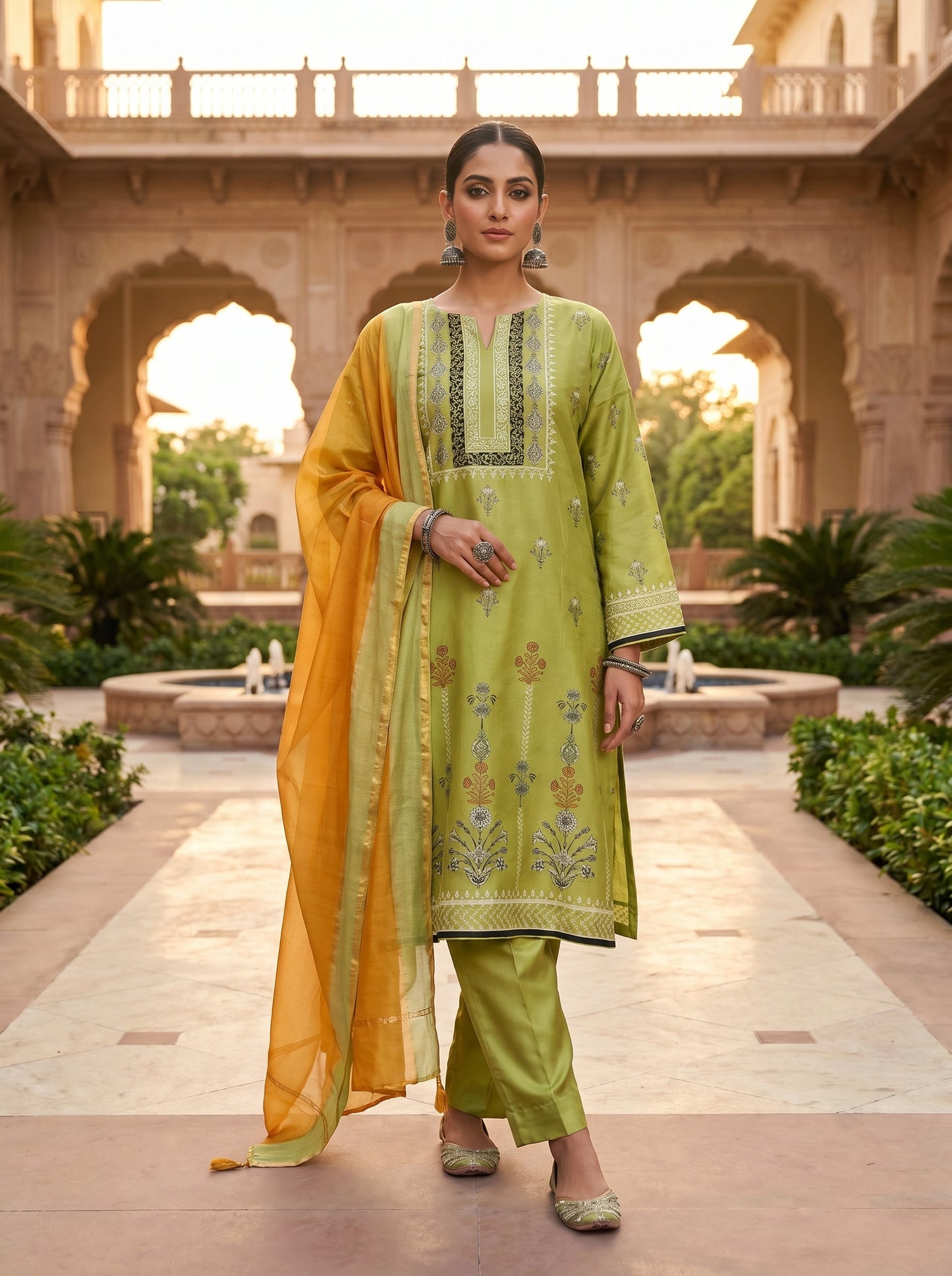 Semi Stitched Chanderi Casual suitset
