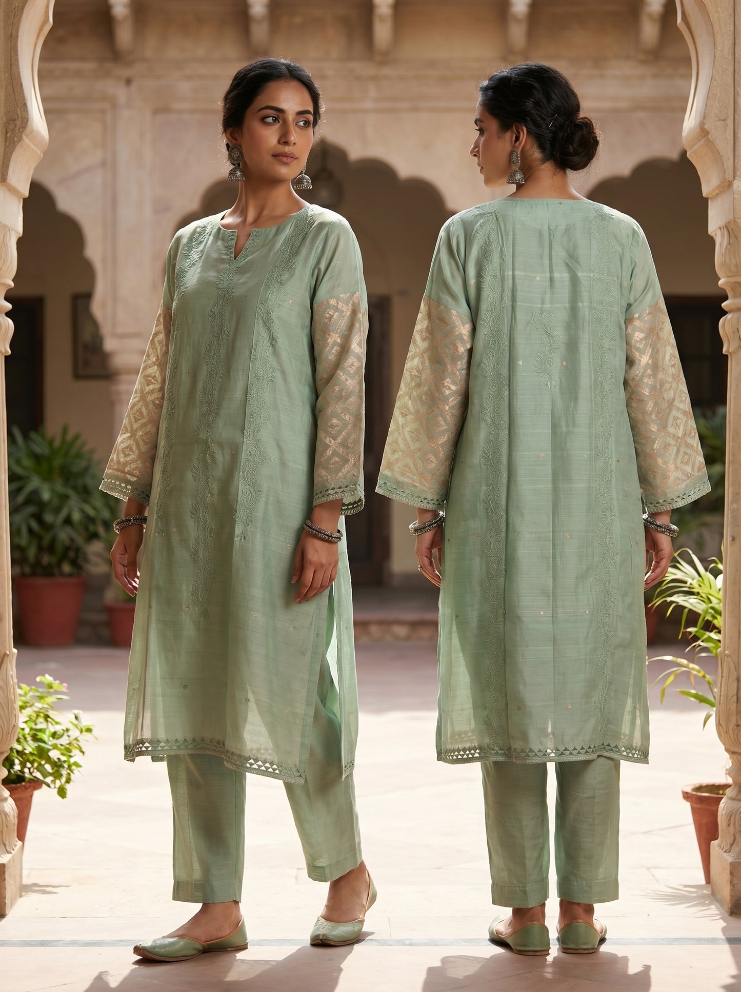 Semi Stitched Chanderi Formal kurta